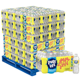 Nestle Pure Life Purified Bottled Water, 1/2 Liter (16.9 Oz) - 48 Case Pallet
